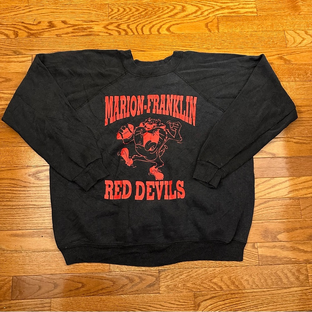 Vintage 80s Tasmanian devil x Marion Franklin Red Devils hanes 50/50 sweatshirt